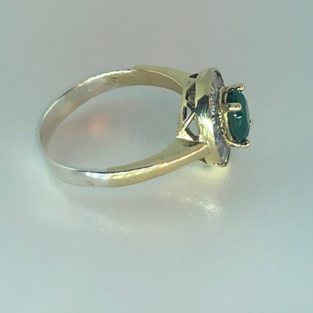 Emerald Sapphire Two Tone Turkish Silver 925 Ring - Picture 6 of 8